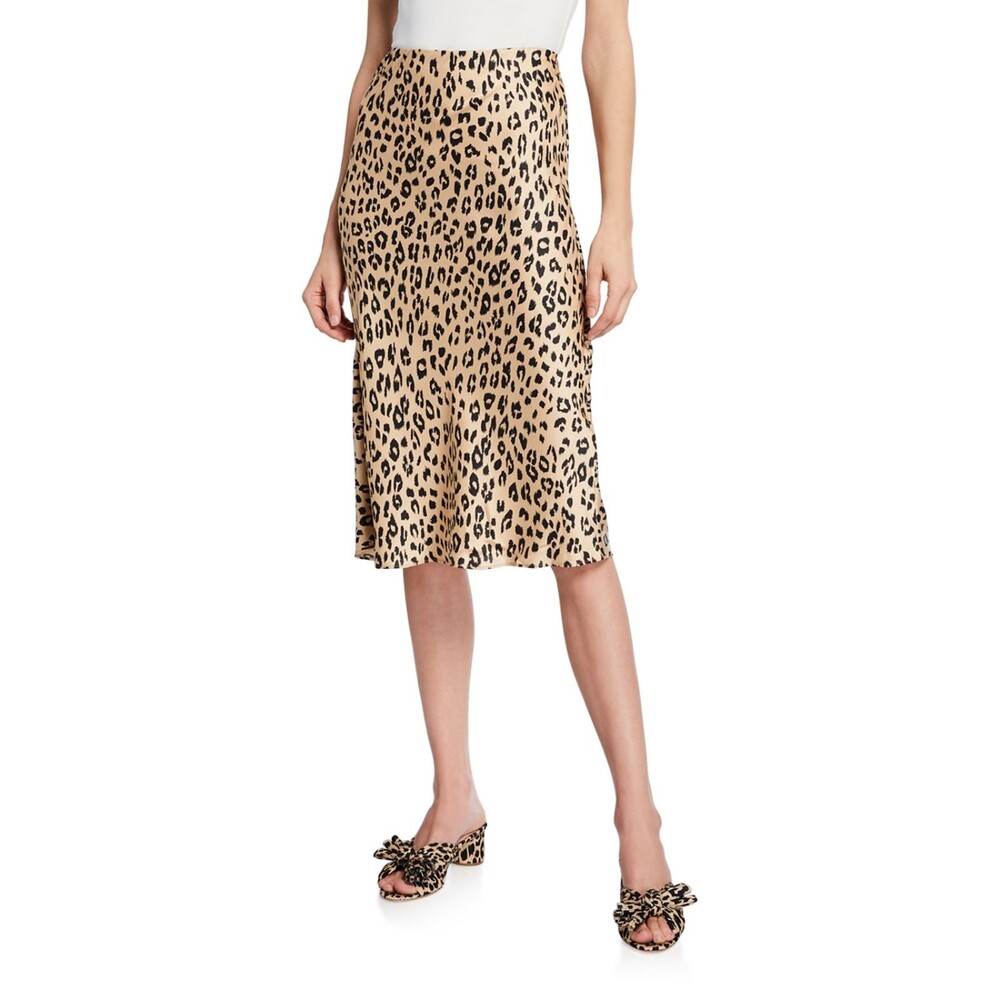 Bardot brown leopard cheetah print lightweight midi y2k skirt size 8 M